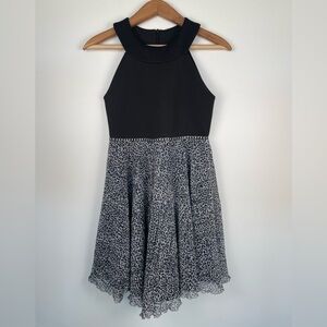 Belle Badgley Mischka Girls Dress 14 Black Tulle Leopard Party Dress Formal